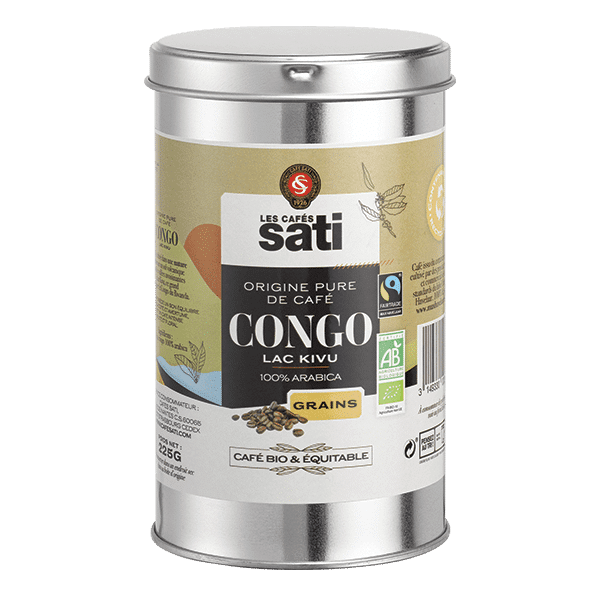 Café du Congo boite métal grains 225g Grains